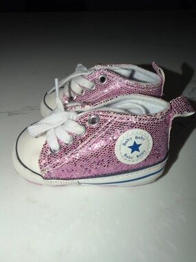 Pink Sequin Baby High-Top Sneakers - Girls